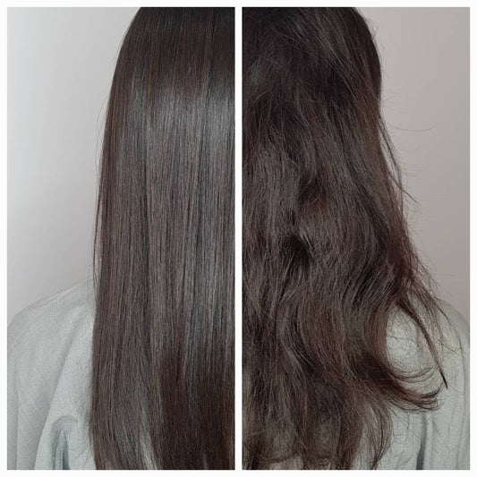 Before and after Brazilian Blow Dry at Elena Von London salon in Chelsea